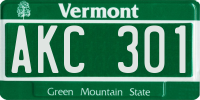 VT license plate AKC301