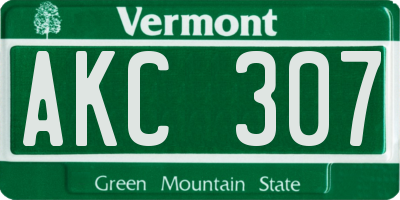 VT license plate AKC307
