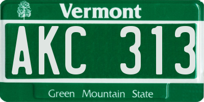 VT license plate AKC313