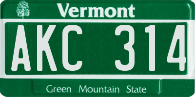 VT license plate AKC314