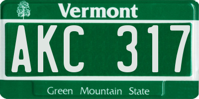 VT license plate AKC317