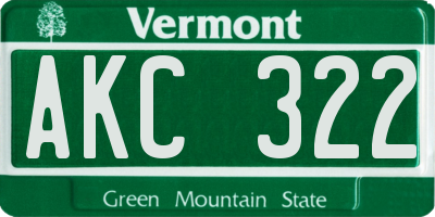 VT license plate AKC322