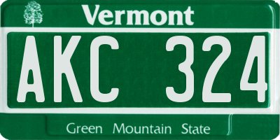 VT license plate AKC324