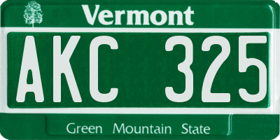 VT license plate AKC325