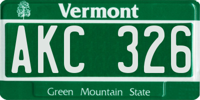 VT license plate AKC326