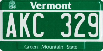 VT license plate AKC329