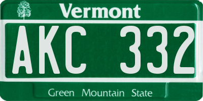 VT license plate AKC332