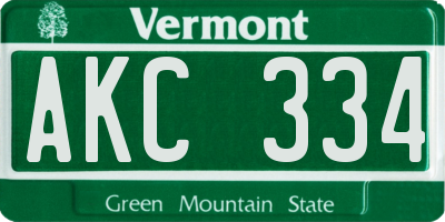 VT license plate AKC334