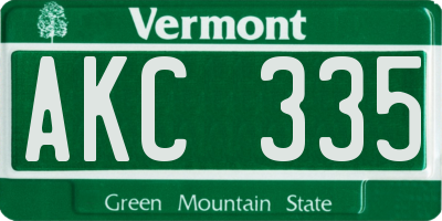 VT license plate AKC335