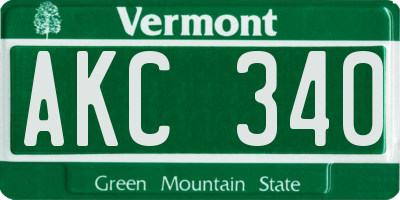 VT license plate AKC340