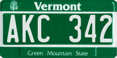 VT license plate AKC342