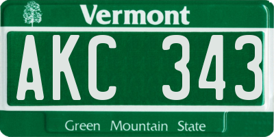VT license plate AKC343