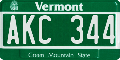 VT license plate AKC344