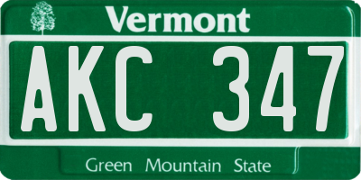VT license plate AKC347