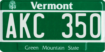 VT license plate AKC350