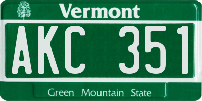 VT license plate AKC351