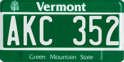 VT license plate AKC352
