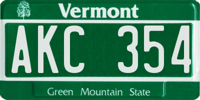 VT license plate AKC354