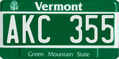 VT license plate AKC355