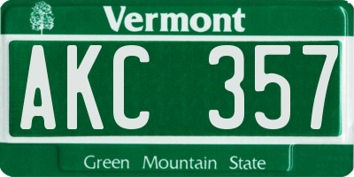 VT license plate AKC357