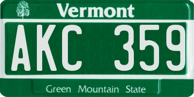 VT license plate AKC359
