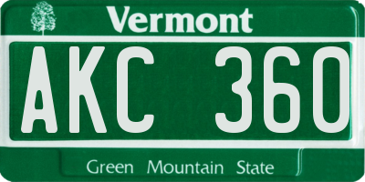 VT license plate AKC360