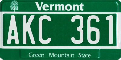 VT license plate AKC361