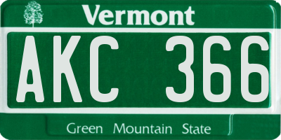 VT license plate AKC366