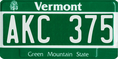 VT license plate AKC375