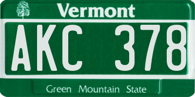 VT license plate AKC378