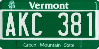 VT license plate AKC381