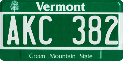 VT license plate AKC382