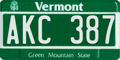 VT license plate AKC387