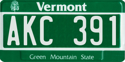 VT license plate AKC391