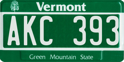 VT license plate AKC393