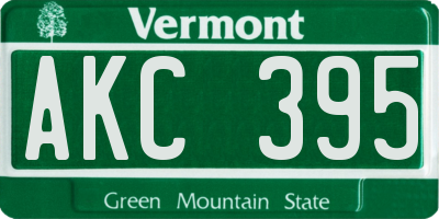 VT license plate AKC395