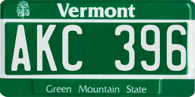 VT license plate AKC396