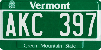 VT license plate AKC397