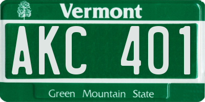 VT license plate AKC401
