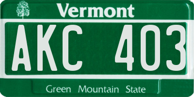 VT license plate AKC403