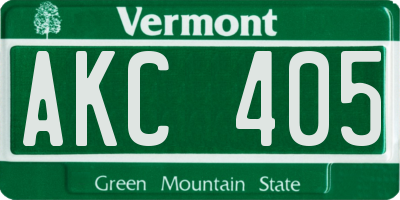 VT license plate AKC405