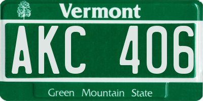 VT license plate AKC406