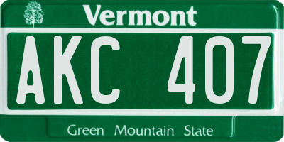 VT license plate AKC407