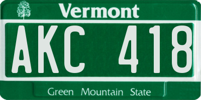 VT license plate AKC418