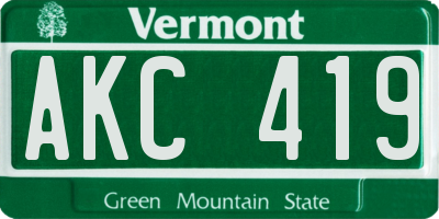 VT license plate AKC419