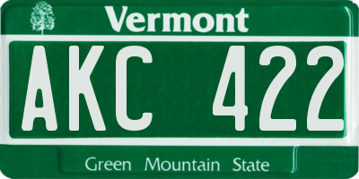 VT license plate AKC422