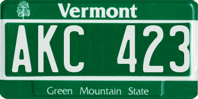 VT license plate AKC423