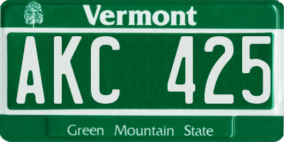 VT license plate AKC425