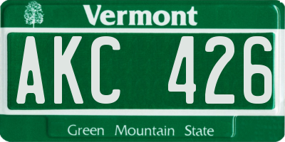 VT license plate AKC426