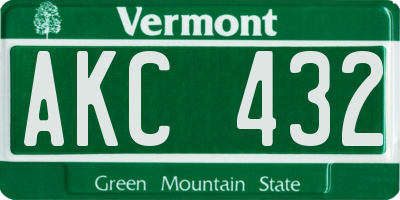 VT license plate AKC432